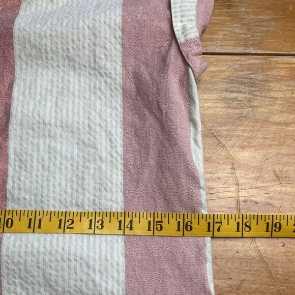 CASLON Striped Glitter Pink Blue Cotton Blend Pockets Knee Length Dress Size XS - Picture 9 of 10